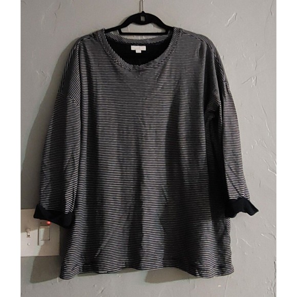 J.jill Tops Women Size L, 3/4  Sleeve, Striped, Blue ,white, Cotton, Rayón,... - Picture 6 of 7